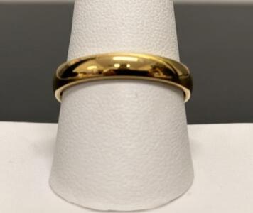 Gold-Tone Tungsten Carbide Wedding Band, Size 10, Classic Domed Comfort Fit, Men's/Unisex