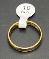 Gold-Tone Tungsten Carbide Wedding Band, Size 10, Classic Domed Comfort Fit, Men's/Unisex - 3