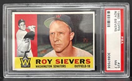 1960 Topps Roy Sievers #25 Washington Senators PSA 7 NM Baseball Card Graded 30897556