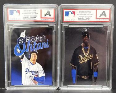 2026 Custom Art Parody Dodgers Cards, Shohei Ohtani & Gold Chain Player, GLSF, Slabbed, 2ct