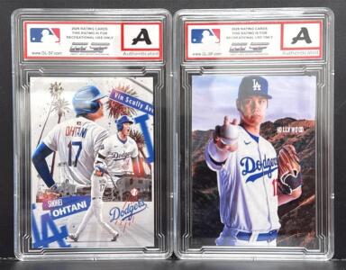 (2) Shohei Ohtani Dodgers GL-SF Custom Card Art, 2026 Authenticated Slabbed A-Grade