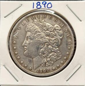 1890 Morgan Silver Dollar, 90% Silver, Circulated, U.S. Mint, Liberty & Eagle Design