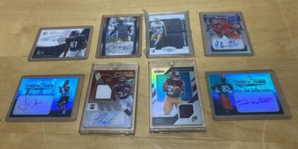 (8) NFL Football RC Cards - Autographed/Materials - Mark Walton - Bret Locket and More