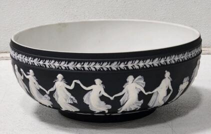 Wedgwood Black Jasperware Bowl &ldquo;Dance of the Hours&rdquo; Relief 9" England