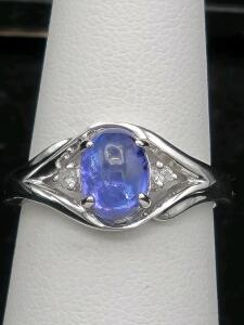 .925 Tanzanite Diamond Oscar Friedman Ring, Size 6.75