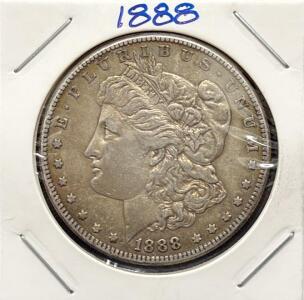 1888 Morgan Silver Dollar, Philadelphia Mint, 90% Silver, 38.1mm, Popular US Coin