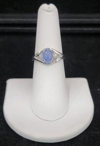 (1) Size 6 1/2 Oscar Friedman Tanzanite and Diamond Stone .925 Ring