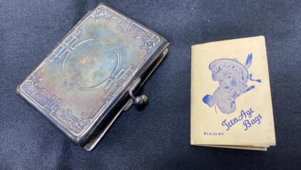 Antique German Silver Cigarette/Card Case, Floral & Geometric Engraving, GER. SILVER Marked - Unable to Verify