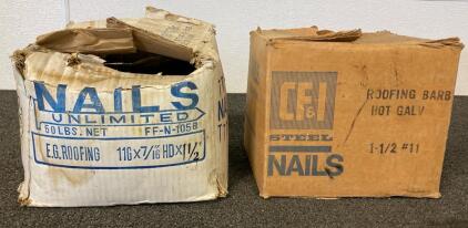 Boxes Roofing Nails, 1-1/2" x 11ga, Galvanized Steel, NU FF-N-105B & CF&I Hot Dipped