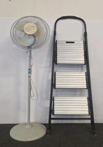 COSCO 3-Step Folding Step Ladder, Wide Aluminum Steps, 200 lb Capacity, Steel Frame, Handrail