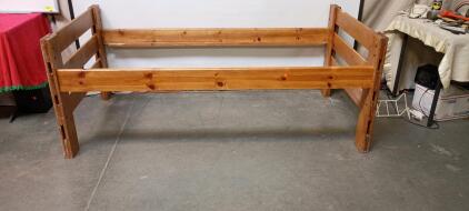 Twin Size Solid Pine Loft Bed Frame with Guard Rails, Modular Design, Fits 38"x75" Mattress
