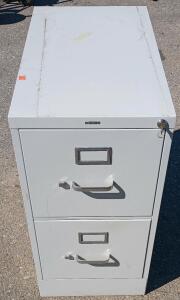 HON 2-Drawer Metal Vertical Filing Cabinet, Locking, Light Gray, 29"x15"x28", Label Holders