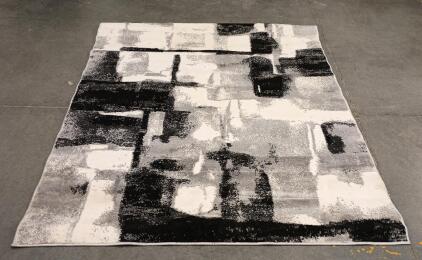 Livabliss Siyah SIY-2305 Modern Abstract Area Rug 5'2" x 7' Ivory/Black Machine Woven Turkey