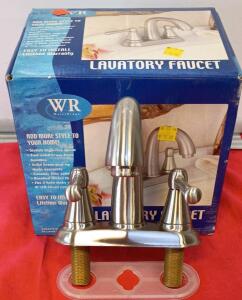 WR WaterRidge Lavatory Faucet, Brushed Nickel, 2-Handle, 4" Centerset, Pop-Up Drain