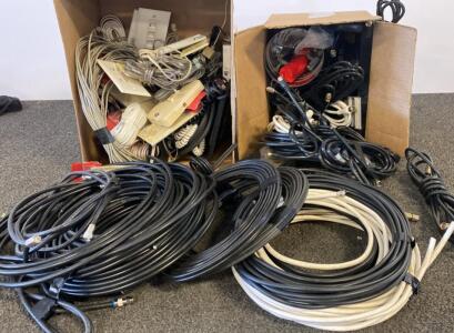 Large Lot Mixed Coaxial & Telephone Cables, Wall Plates, Connectors, F-Type & RJ11, and More