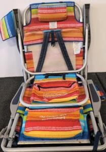 Tommy Bahama Backpack Beach Chair, Cooler Pouch, 5 Positions, Aluminum Frame, Striped