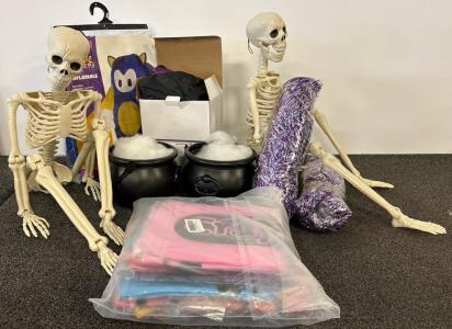Spirit Halloween Fall Guys Sonic Inflatable Costume, 2 Skeletons, Cauldrons, 2 Tinsel, and more
