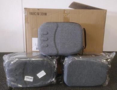 Grey EVA Hard Shell Storage Case with Handle, Zipper Closure, Molded Interior