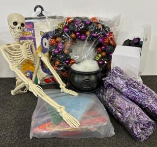 Halloween Decor & Costume Party Bundle &ndash; Skeletons, Inflatable Sonic Child Costume, Wreath, Cauldron, and More