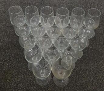 Set of 21 Clear Goblet-Style Drinking Glasses, 12 oz Capacity, 6.5" Height