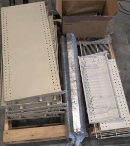 Commercial Gondola Shelving Lot, 5 Shelves, Pegboard Panels, Brackets & Wire Baskets, 48"x18"x60"