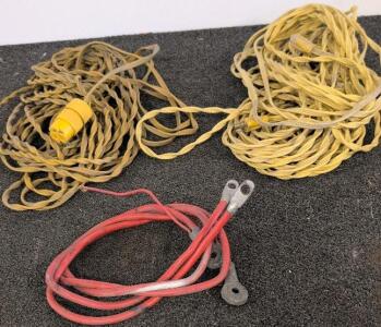 Lot of 2 Heavy Duty 50 ft Extension Cords (1 Twist Lock) & 4 ft Battery Power Leads