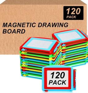 ForraFun Magnetic Drawing Boards 120 Pack, 6"x4.75", Colorful Frames, Attached Pens