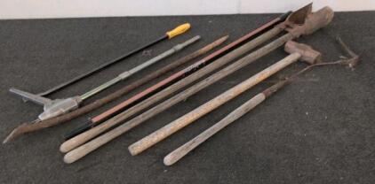 Snap-on SPB36 Pry Bar, Vintage Post Hole Digger, Sledgehammer, Pry Bars &ndash; 8 Tool Lot Mixed