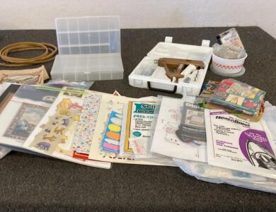 Complete Craft Lot: Surebonder Pro2-100 Glue Gun, DMC Cross-Stitch, Hoops, Storage, Accessories