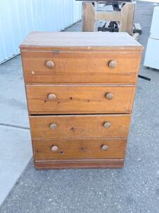 3-Drawer Wooden Chest, Light Brown, Pine, 30"x18"x36", Wooden Knobs, Classic Utility