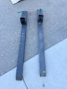 Clamp-On Pallet Fork Attachments, 43" Length, Steel, Fits Tractor/Skid Steer Loader Buckets