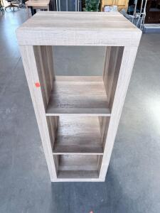 4-Shelf Freestanding Engineered Wood Bookcase, Light Brown, 45"x15"x13", Visible Side Damage
