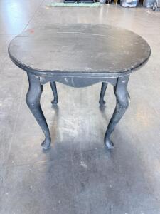 Black Queen Anne Style Wooden Side Table with Cabriole Legs, Rounded Square Top, 18"x18"x20"