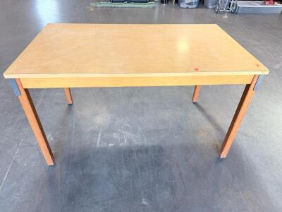 Rectangular 4-Leg Wood Table, 48" x 24" x 30", Fixed Height, Light Finish, Sturdy Construction