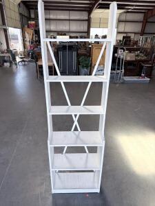 White 5-Shelf Wooden Bookcase, 72"x24"x12", Diagonal Back Supports, Fully Assembled