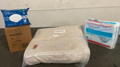 Unused Pet Bed - Unopened Quilted Adult Briefs Large - Case of Fresh Scented Washcloths