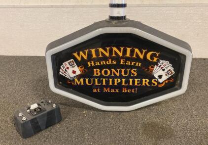 Casino Table Game Sign Topper, Illuminated, BONUS MULTIPLIERS Graphics, 24"x15", Unable to Test