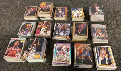 (600+) Card Basketball/ Football Trading Card Lot, NBA Hoops, Fleer, Rookie Cards, 1980s&ndash;1990s, Stephon Marbury- Isaiah Rider and More