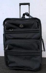 AA Pilot Rolling Carry-On, 22"x14"x9", Black Ballistic Nylon, 2-Wheel, Removable Pouches