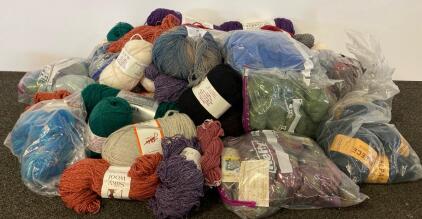 Large Lot of Assorted Yarn &ndash; Wool, Mohair, Alpaca, Major Brands & Hand-dyed, Approx. 45 Skeins