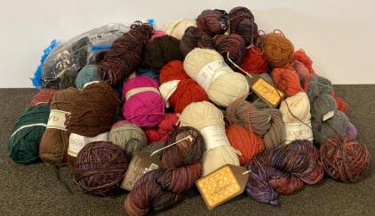 Bulk Lot Galway & Malabrigo Yarn Worsted Weight, Wool, 45+ Skeins, Assorted Colors