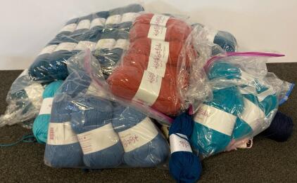 Knit Picks Brava Worsted Yarn Lot &ndash; 40+ Skeins, Multi-Color Acrylic, Assorted Blues & Red