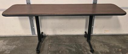 Commercial Office Training Table, 18" x 72" x 29", Laminate Top, Black Metal Base, Casters