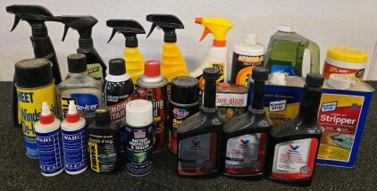 Assorted Used Car Care & Maintenance Products Lot &ndash; Cleaner, Protectant, Polish, Stripper, De-Icer, 22 Items