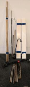 Large Lot Temporary Fence Posts &ndash; Steel Stakes, Wood Poles, PVC Slats, Anchors &ndash; ~40 Pieces