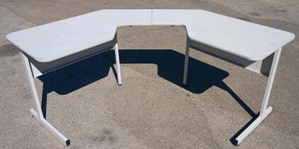 Large L-Shaped Office Desk, Light Gray, Steel Frame, 72"x72", Modular Design