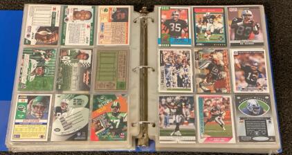 Binder of 1988&ndash;2002 NFL Football Cards, 100+ Cards, Saints, Jets, Raiders, Rams, Hall of Famers