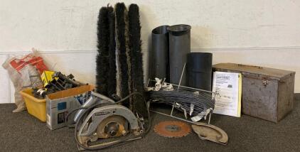 Craftsman Circular Saw with Blades, Sweeper Brushes, Tool Box & Hardware Lot