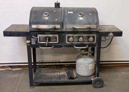 Backyard Grill Dual Fuel Gas & Charcoal Combo Grill, 3 Burners, Side Burner, 2 Thermometers, Propane Tank