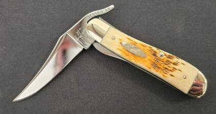 Case XX Hawkbill Pruner 61011, Amber Jigged Bone Handle, Tested XX, Approx. 4.1" Closed, USA